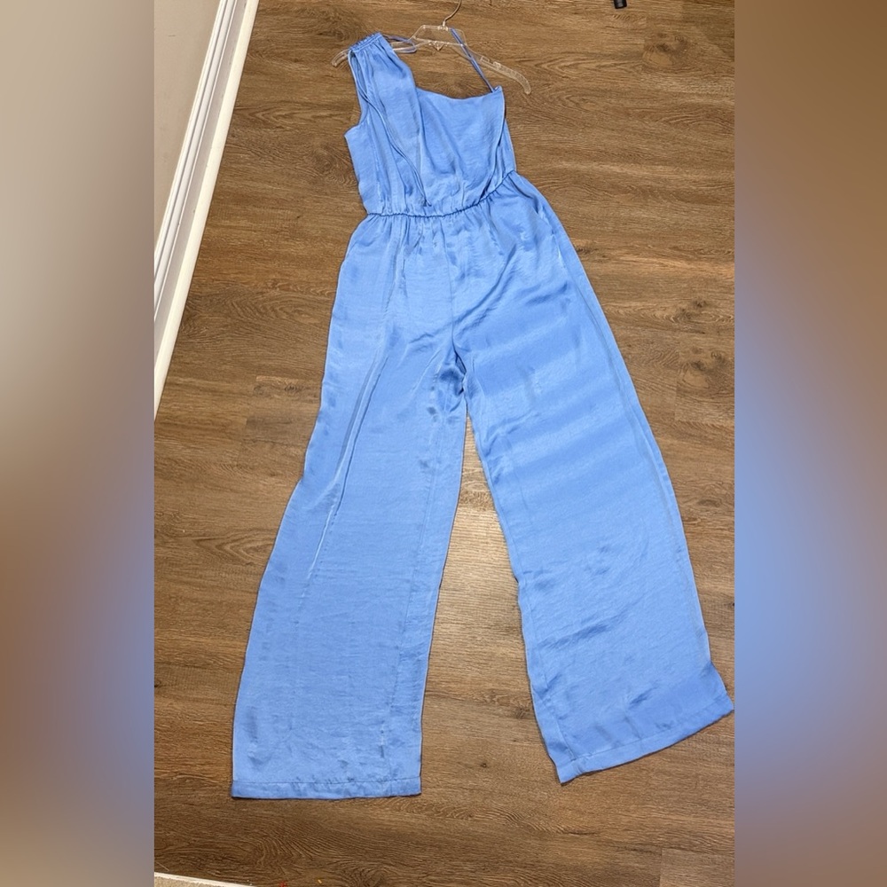 Steve Madden Adele One-Shoulder Blue Jumpsuit - Picture 5 of 10